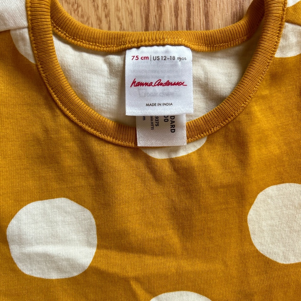 Hanna Andersson baby girl yellow white dress 75